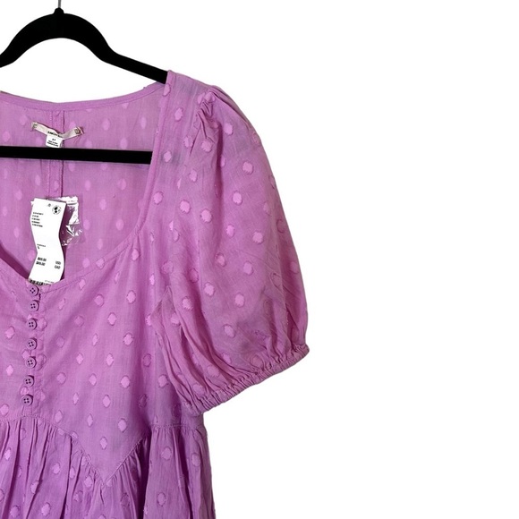Urban Outfitters UO Maci Polka Dot Mini Dress Puff Sleeve Lilac - Picture 8 of 14